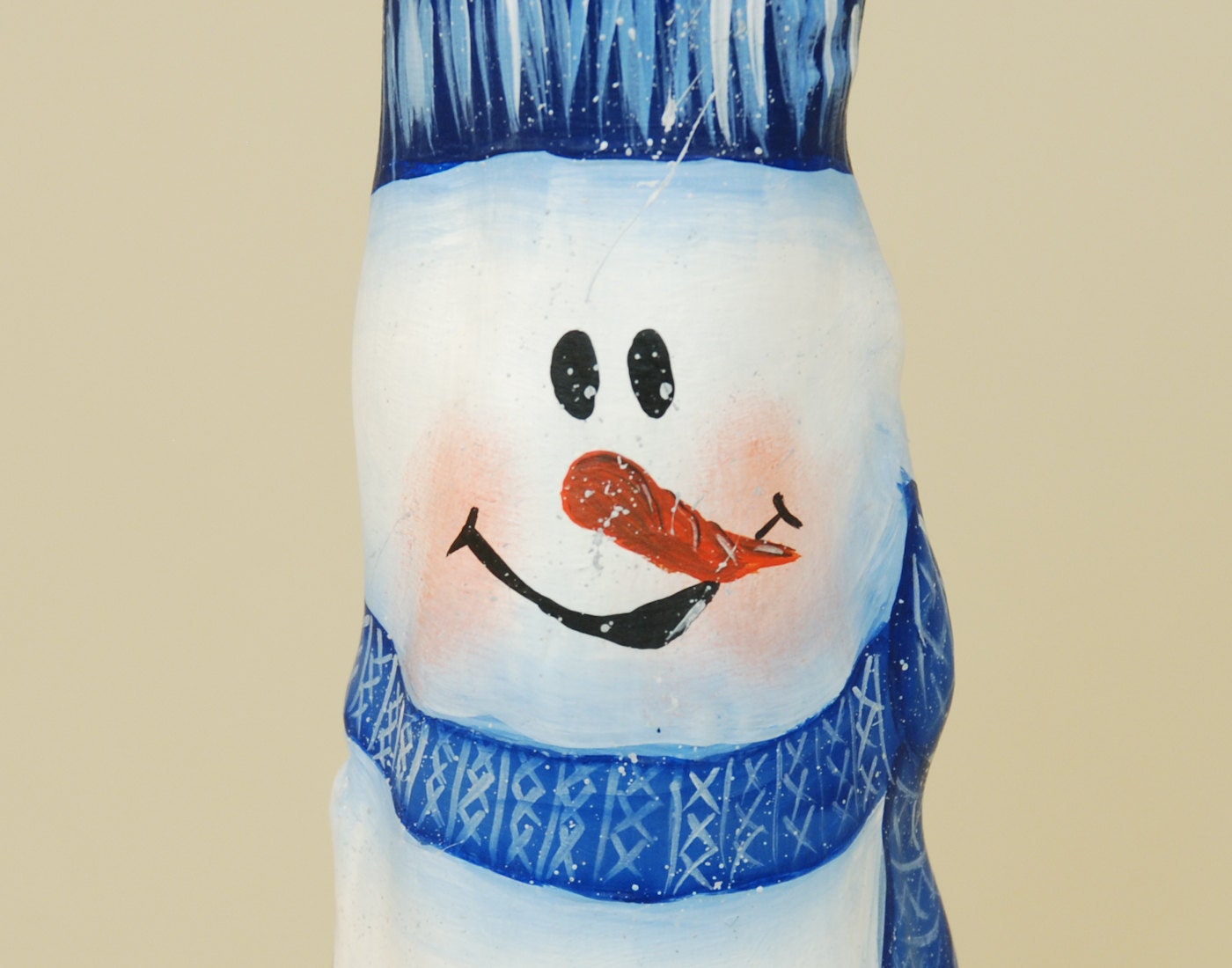 Snowman Handpainted on Cypress Knee from Louisiana Wood
