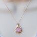 Bridesmaid stamped jewelry - Pink Quartz bezel Necklace - Personalized - Bridesmaid Necklace - Custom Initial Necklace - Personalized