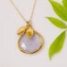 Stunning Natural Blue Chalcedony bezel set drop and personalized initials necklace in 14K gold filled Chain