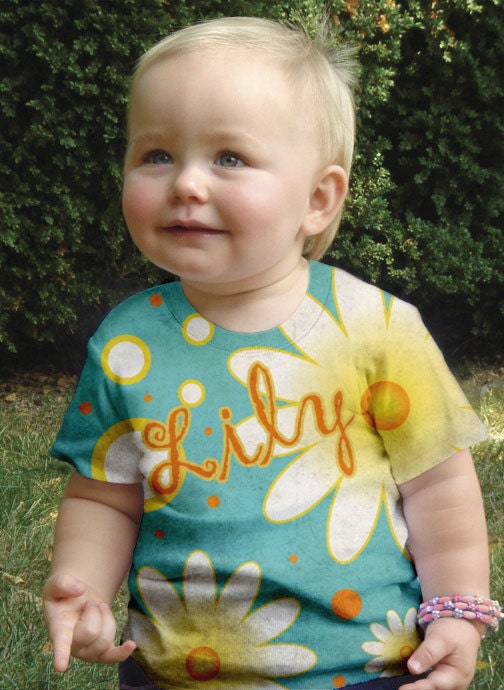 Girls Aqua Daisy T-Shirt, Personalized Childrens Clothing, Shirt