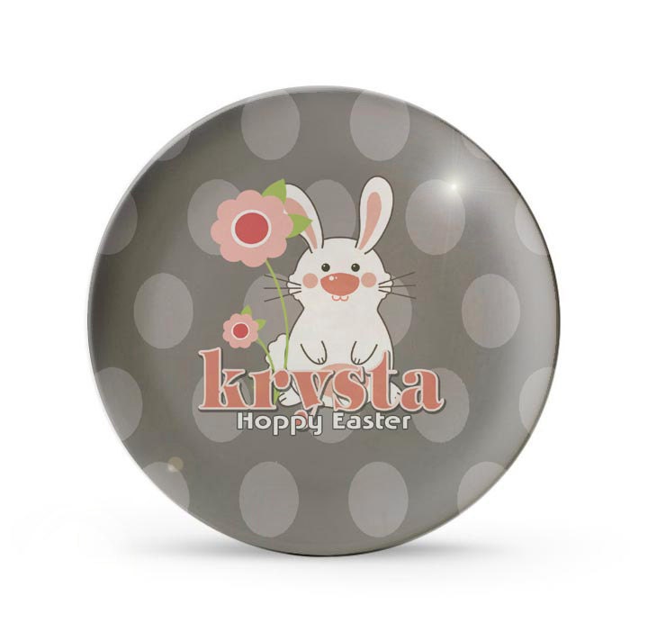 Child's Easter Plate, Personalized Melamine Bunny First Easter Plate