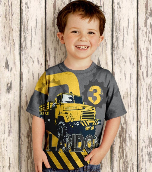 Boys Construction Shirt, Personalized Birthday Dump Truck Number T-Shirt
