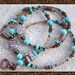 SOUTHWEST ELEGANCE- Turquoise and Glass Beaded Id Lanyard Badge Holder- Turquoise stones, Hearts, and Peace Signs (Magnetic Clasp)