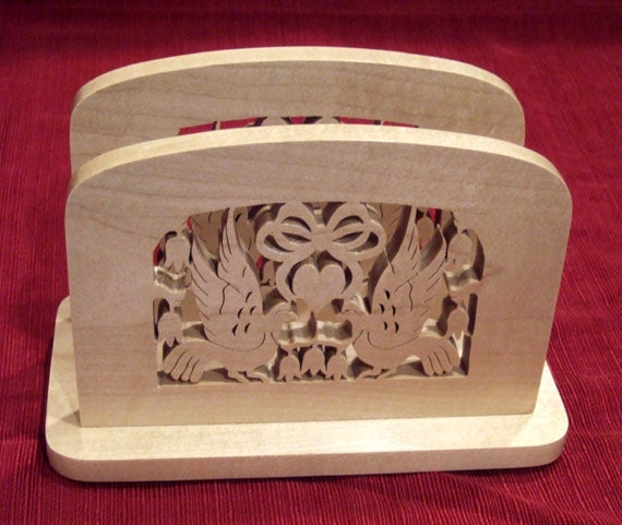 Napkin Holder with Doves and Heart