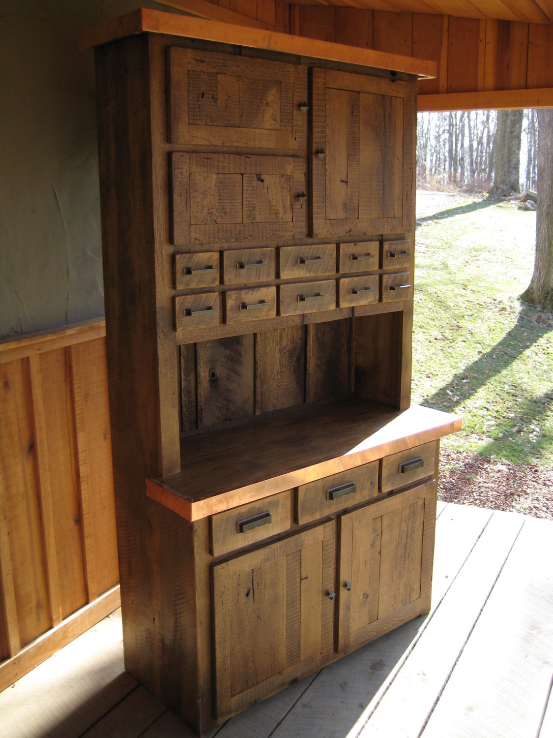 Reclaimed Chestnut Copper Step Back Cupboard
