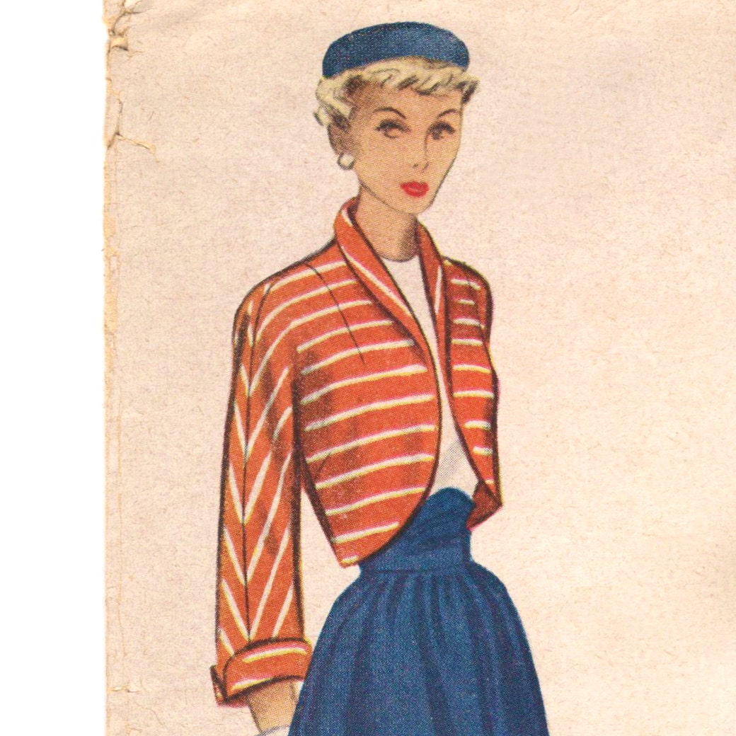 New Look late 1940s kimono-sleeved bolero pattern -- McCall 7570