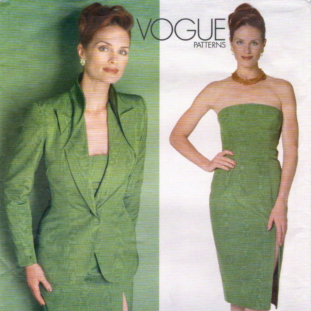 Alexander McQueen for Givenchy strapless sheath dress & jacket pattern -- Vogue Paris Original 2086