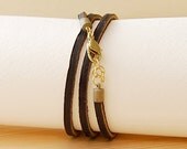 Leather Wrap Bracelet in Black, "The Bexar"