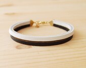Leather Bracelet in Black & White, "The Pecos"