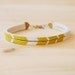 Leather Bracelet in White with Mustard Yellow Chevron, "The Pecos Handpainted"