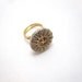 Wire wrapped button ring in silver and gold, made to order