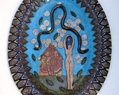 hand built ceramic pottery figurative plate ceramic art