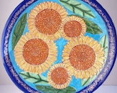 ceramic pottery sunflower plate majolica ceramic art