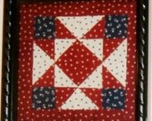 Framed 8 Point Star Quilting Block Red White Blue