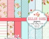 INSTANT DOWNLOAD Ellah Rose shabby chic digital paper set