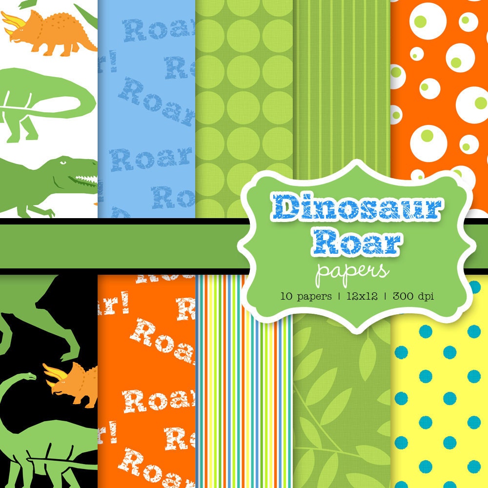 INSTANT DOWNLOAD dinosaur roar digital papers