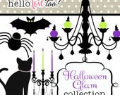 INSTANT DOWNLOAD halloween glam digital clipart collection - scrapbooking, invitation design, party printables, card & stationery making