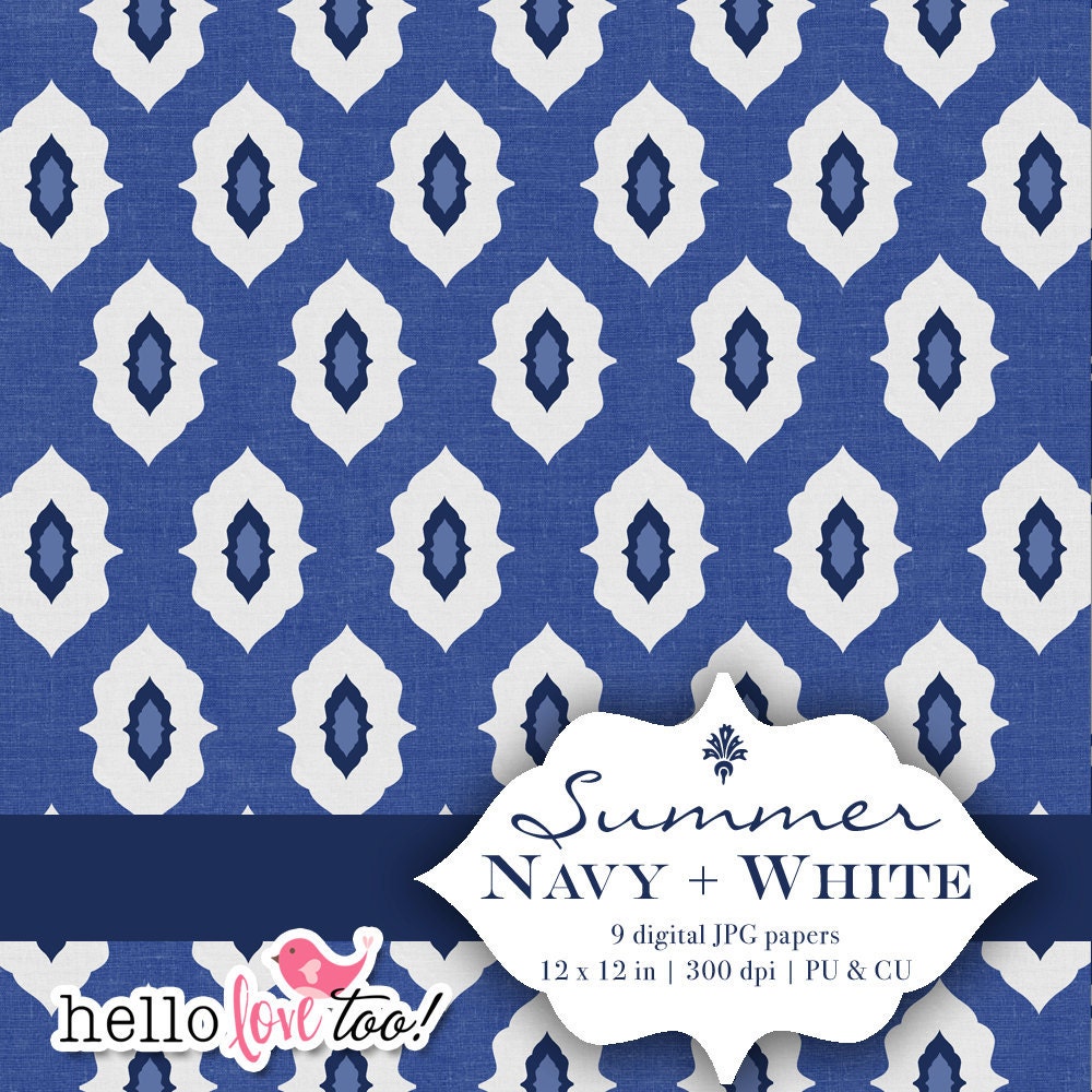 INSTANT DOWNLOAD navy and white digital paper