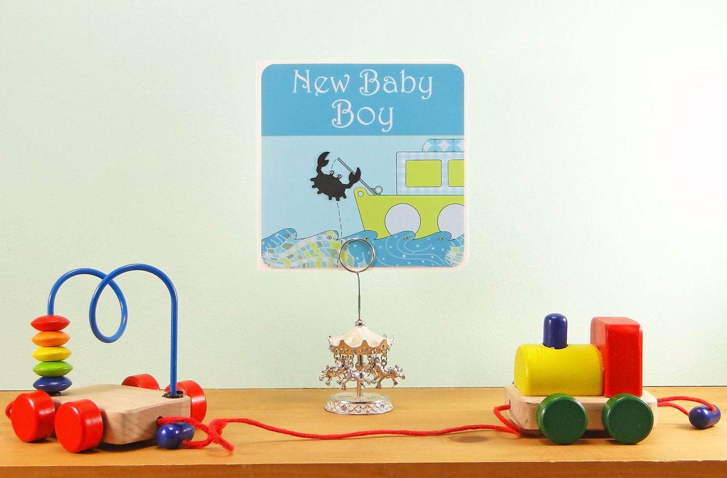 Sea swirls - New baby boy or birthday greeting card