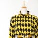 Japanese Vintage Blouse Black & Yellow Diamond Checker