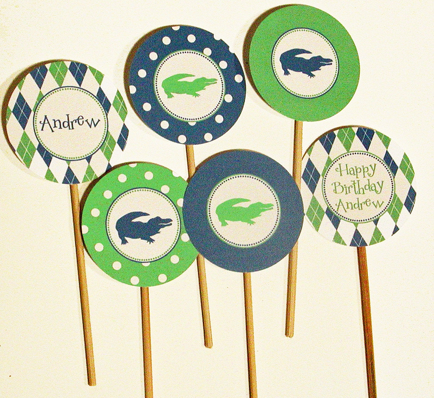 Boys Preppy Birthday Printable Cupcake Toppers