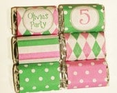 Preppy Pink and Green Mini Candy Bar Printable Labels