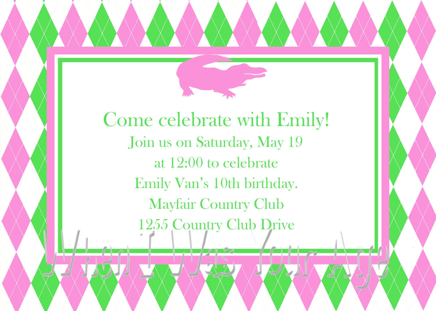 Custom Preppy Girl's Birthday Party Printable Invitation