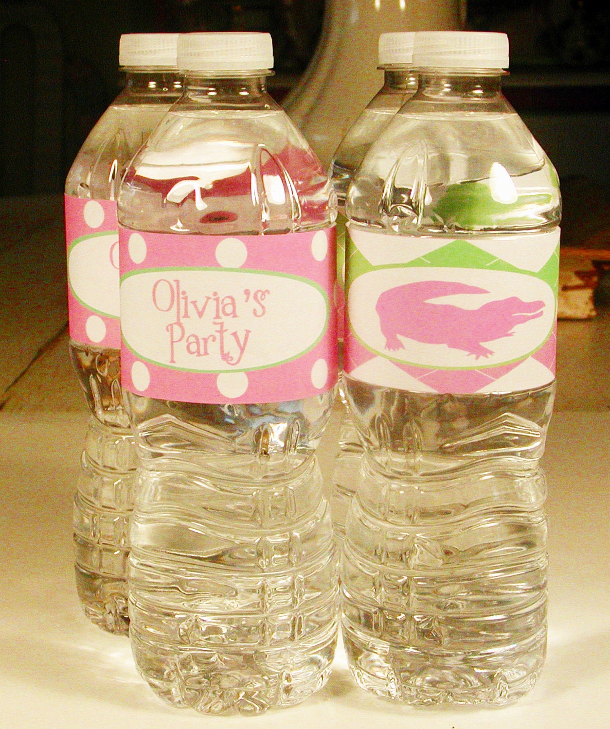Preppy Party Pink and Green Water Bottle Labels Il_170x135