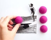 Wool Refrigerator Magnets, Hot Pink, Set of 4