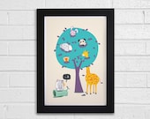 Hide and Seek - Nursery wall decor Print A4
