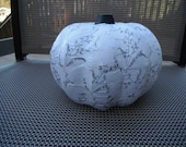 Home Decor Accessories Pumpkin French Country Folk Art Primitive Rustic Country Paper-Mache Handmade Black Toile Print Black and White