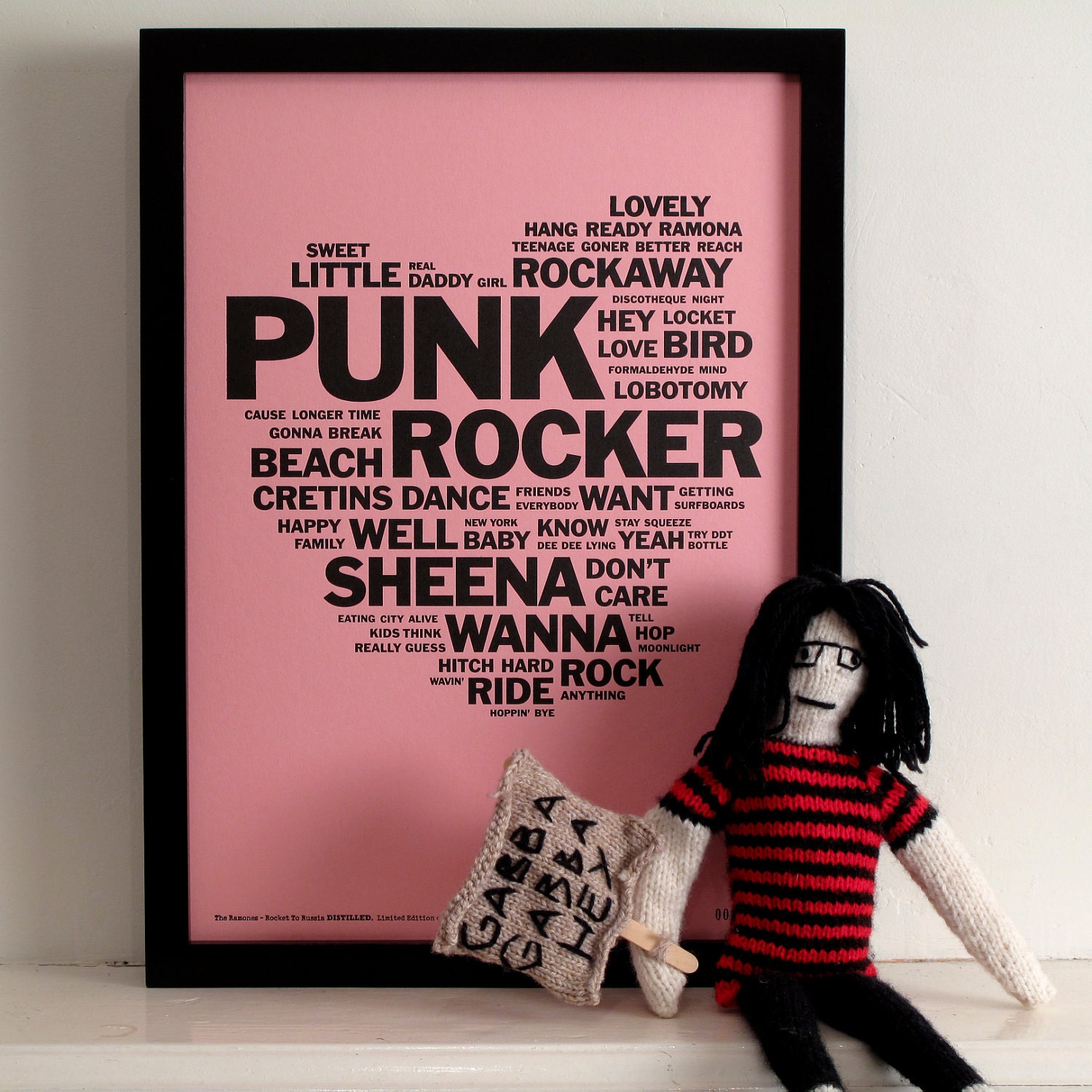 The Ramones - Rocket To Russia Distilled. Limited Edition A3 Letterpress Punk Art Print.
