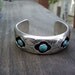 Vintage Native American Made Turquoise And Sterling Sliver Cuff Bracelet, Shadow Box Style