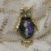 Vintage Gold Tone Multi Colored Jelly Belly Owl Brooch