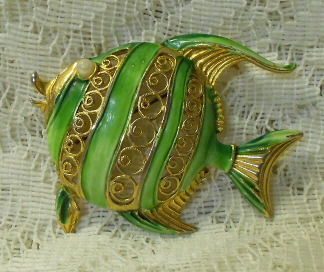 Vintage Puffer Fish Brooch Pin
