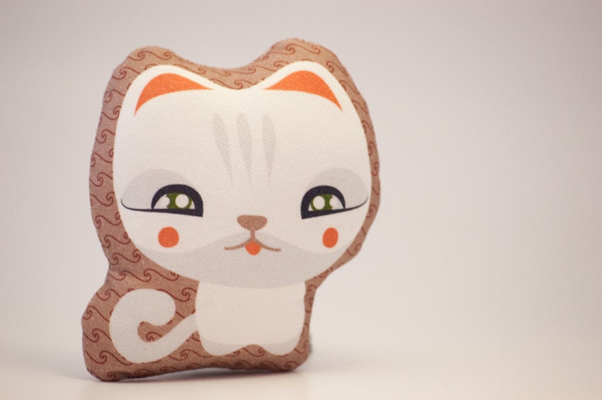 Plush Cat Fabric Doll // Art Toy Mozzarella Kitten