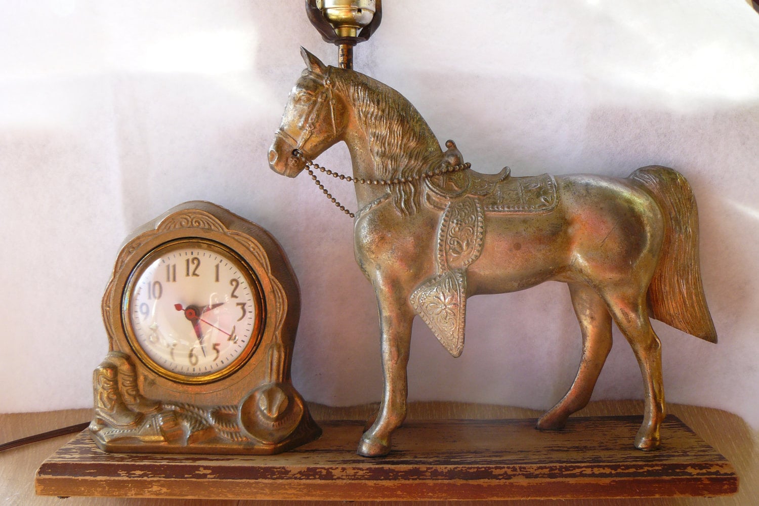 Antique Cast Brass Western Saddle Horse Clock by ACALIFORNIACACHE