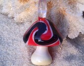 Handmade Glass Mushroom Pendant Hand Blown Lampwork Shroom Necklace by SRA