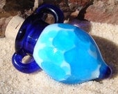 Cobalt Blue Lampwork Vessel Necklace Hand Blown Glass Bottle Pendant on Satin Cord