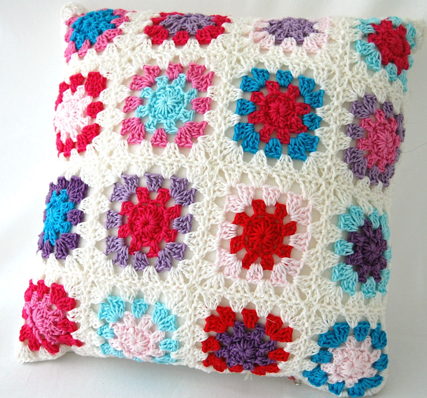 pillow crochet granny square pillow by kitsdiezijn on Etsy