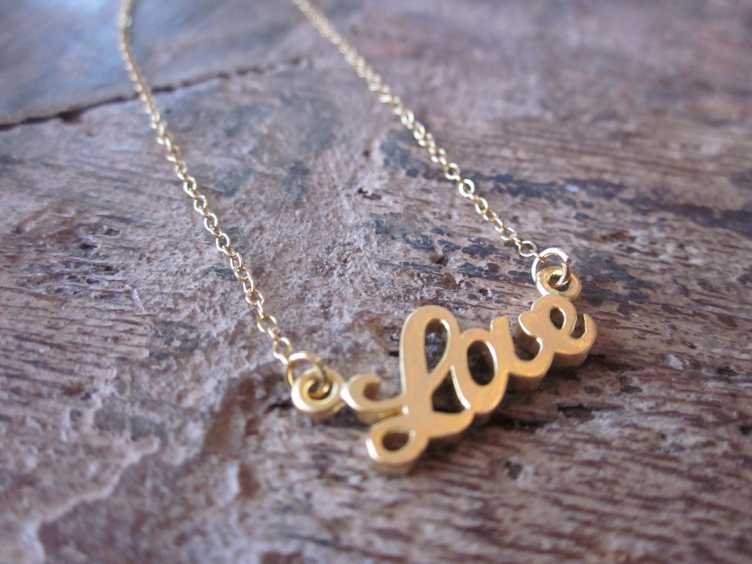 Gold Love Bracelet Charm - 14k Gold Filled Chain - Bridesmaid Bracelet - Wedding Jewelry - Christmas Gift