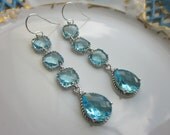 Aquamarine Earrings Blue Aqua Earrings - 4 tier earrings - Sterling Silver - Bridesmaid Earrings - Wedding Earrings - Bridal Earrings