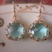 Gold Aquamarine Earrings - Pear Shape with Gold Design - Bridesmaid Earrings - Wedding Earrings - Christmas Gift