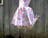 Vintage Women's 1980s Bright Color Floral Garden Day Dress Cut-out Bow Tie Back