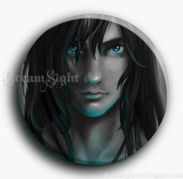 Illustrated Pocket Mirror - handsome Male portrait. LAST ONE