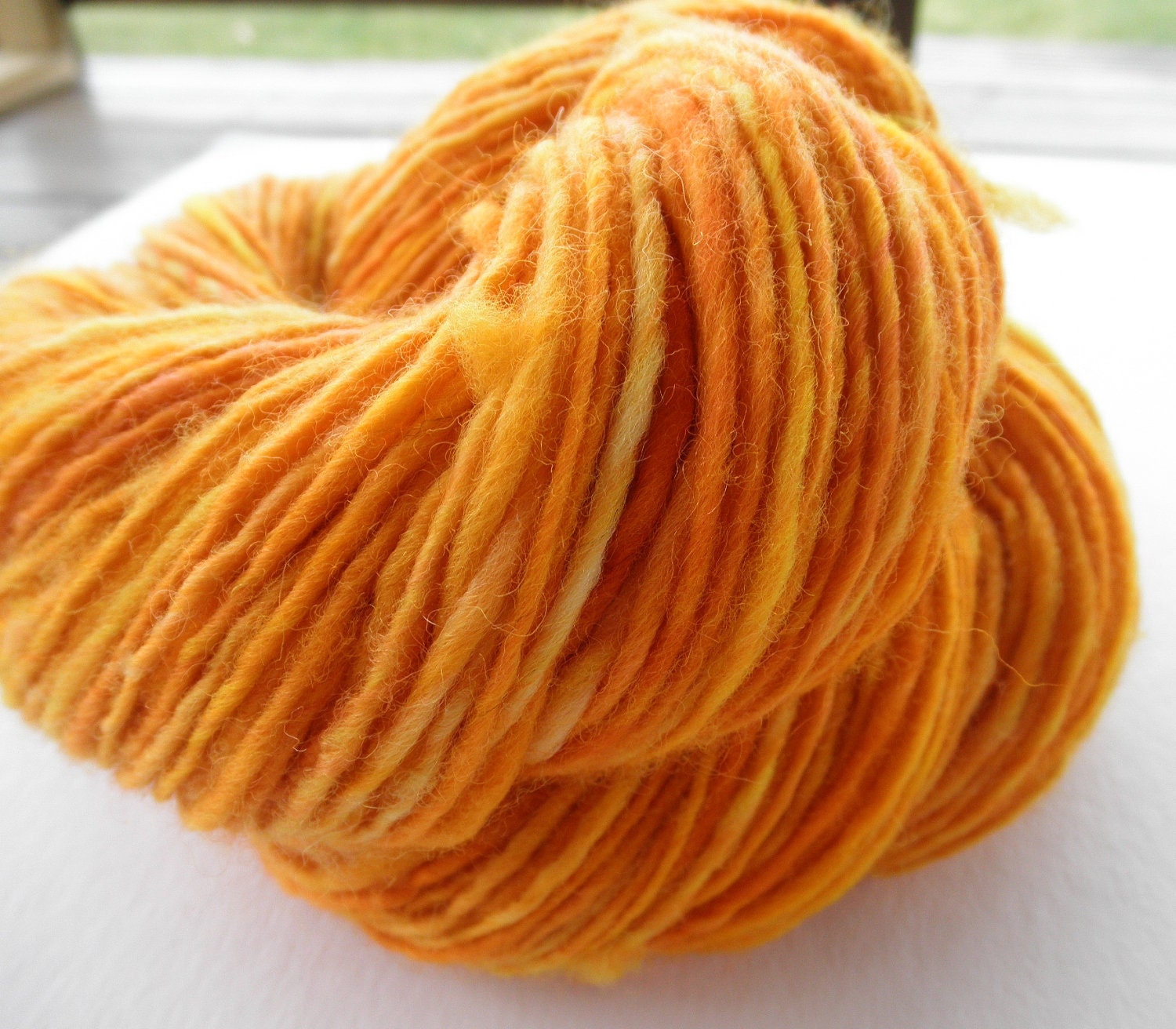 Handspun Yarn "Here Comes the Sun" Single Ply Corriedale Wool