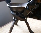 African Tripod and Bowl Hand carved.