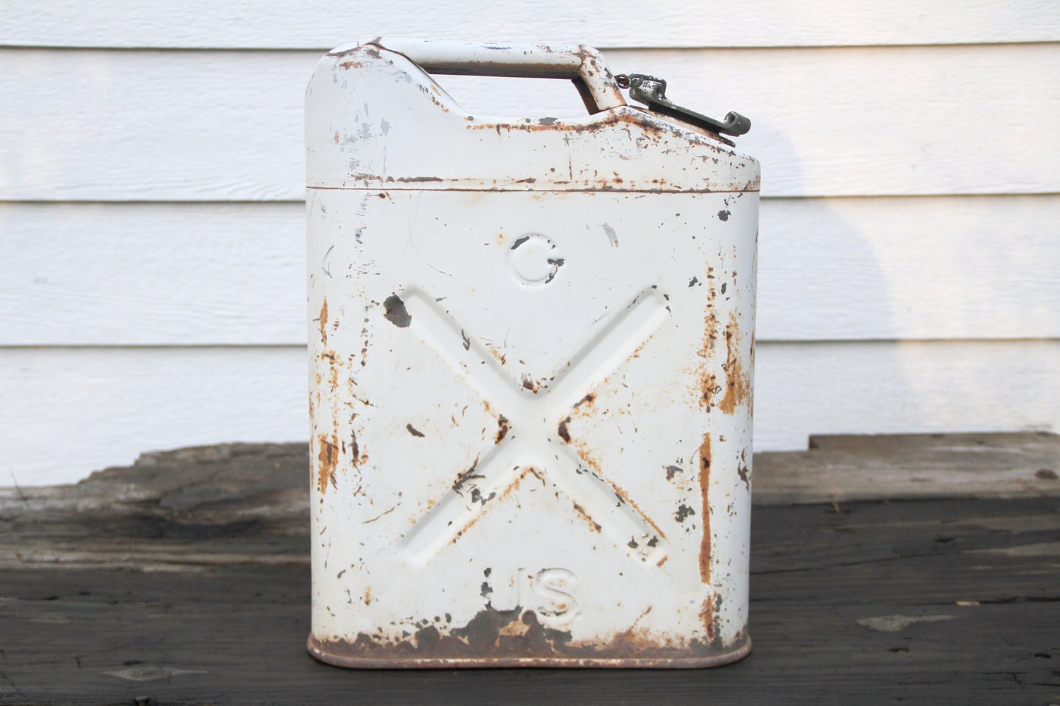 Vintage 1951 White Military Gas Can