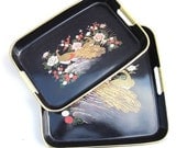 Vintage Trays Peacock Set Mid Century Serving