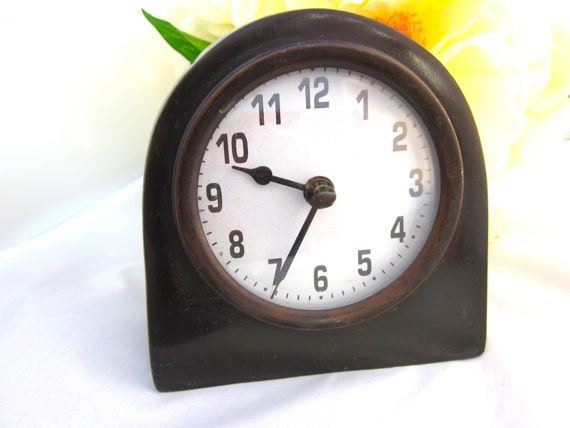 Vintage Desk Clock Brass Home Decor